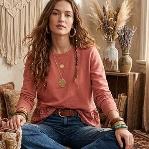 J crew eyelet hem sweatshirt XS